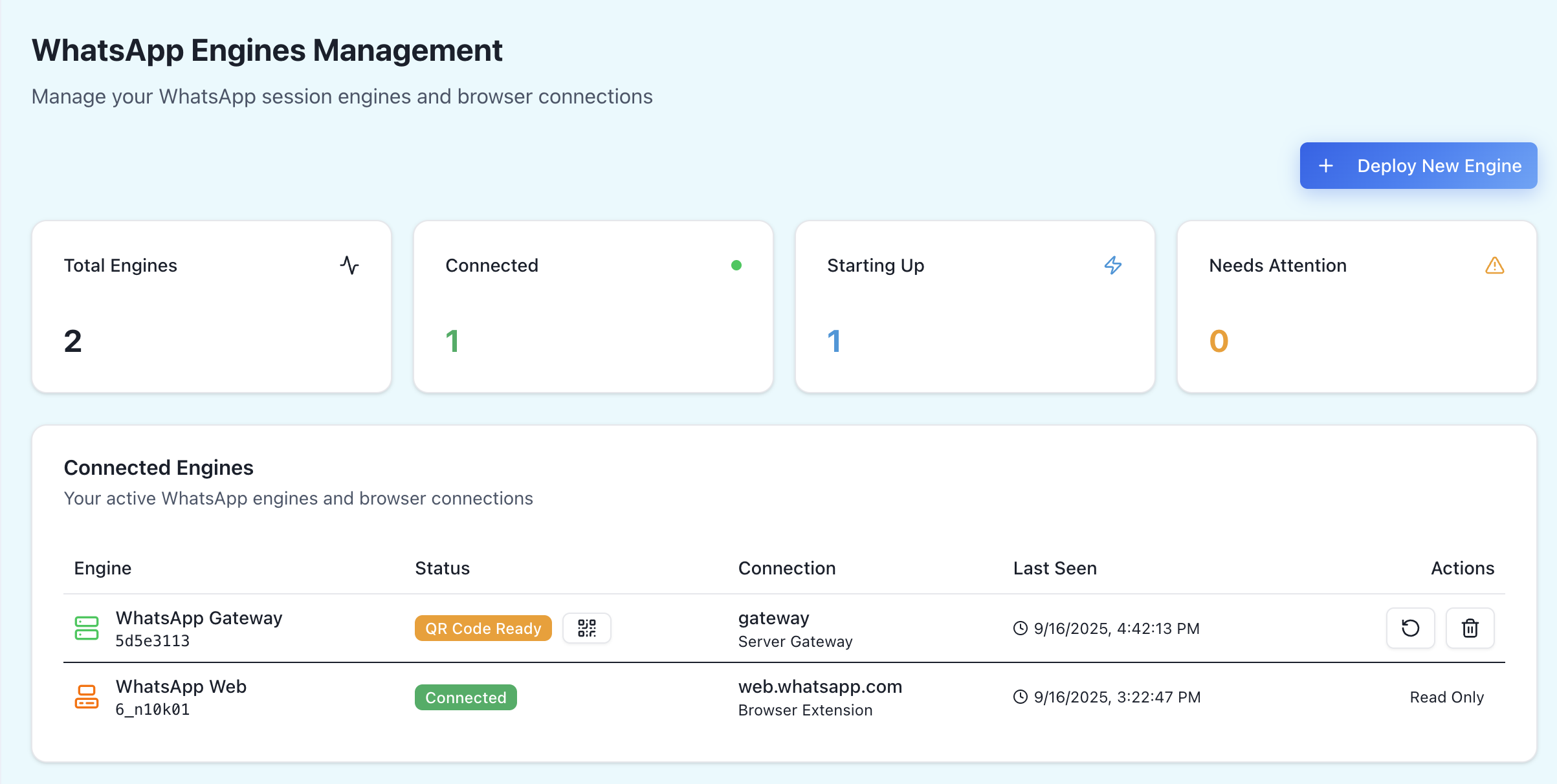 Engine Management Dashboard
